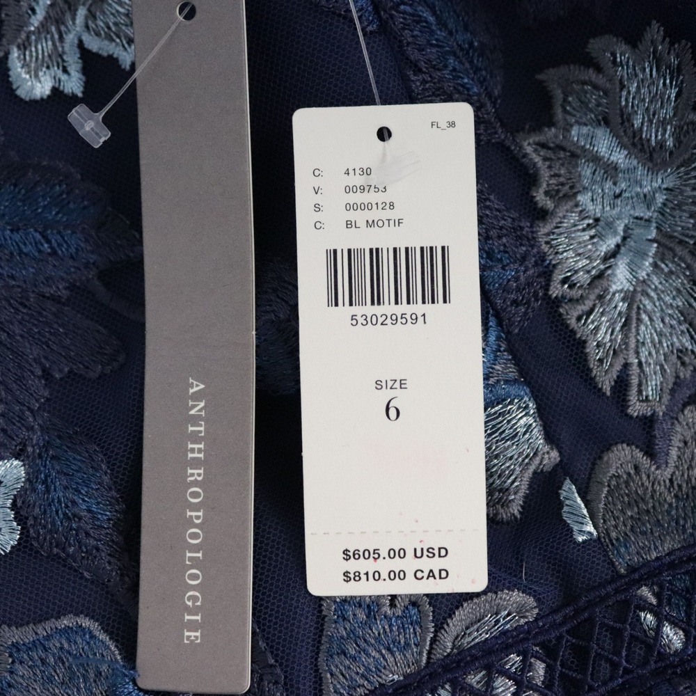 NWT Shoshanna Anthropologie‎ Silas Embroidered Maxi Dress 6 Strapless - Picture 11 of 12